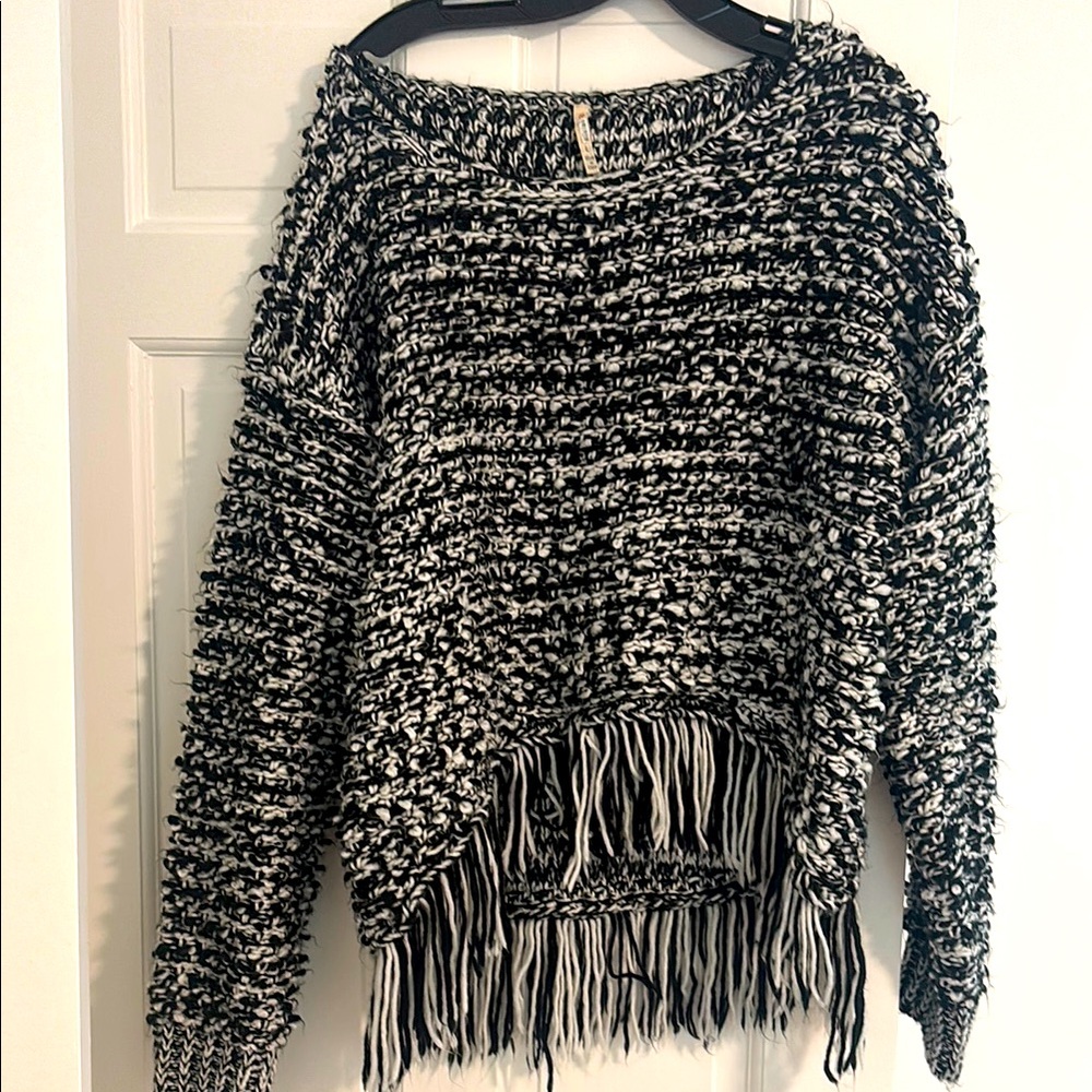 Off the shoulder Black and White Women's Sweater